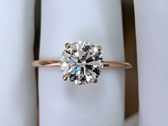 18 krt. rose gouden ring met diamant 2,01 crt - afbeelding 4 van  6