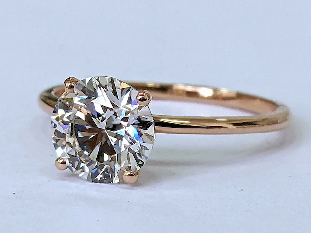 18 krt. rose gouden ring met diamant 2,01 crt - afbeelding 5 van  6