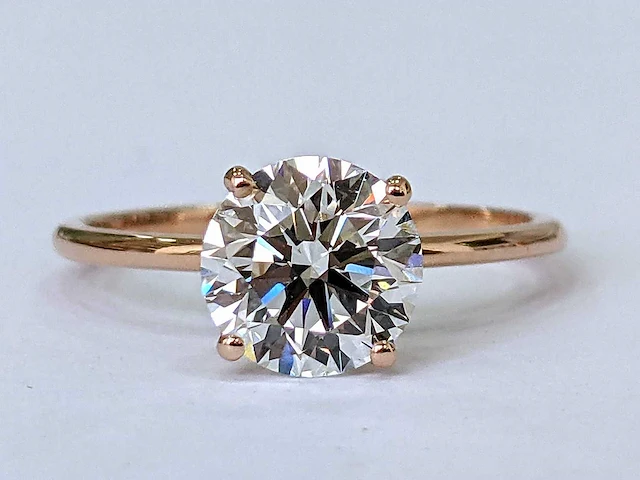 18 krt. rose gouden ring met diamant 2,01 crt - afbeelding 6 van  6