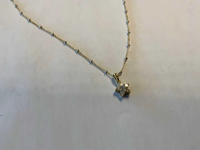 18 krt wit- en geelgouden fijn collier - afbeelding 3 van  4