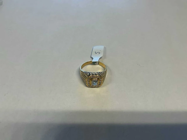 18 krt wit- en geelgouden ring - afbeelding 1 van  4