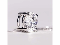 18 krt. wit gouden ketting met hanger met diamant 3,29 crt. - afbeelding 2 van  12
