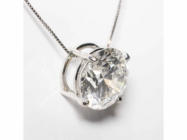 18 krt. wit gouden ketting met hanger met diamant 3,29 crt. - afbeelding 4 van  12