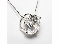 18 krt. wit gouden ketting met hanger met diamant 3,29 crt. - afbeelding 4 van  12