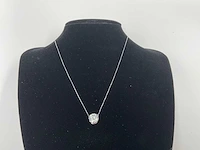 18 krt. wit gouden ketting met hanger met diamant 3,29 crt. - afbeelding 1 van  12