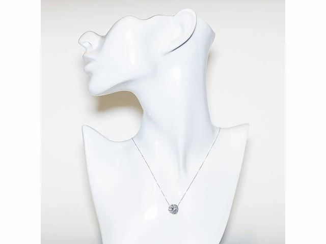 18 krt. wit gouden ketting met hanger met diamant 3,29 crt. - afbeelding 7 van  12