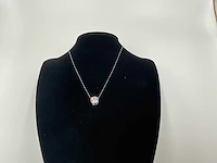 18 krt. wit gouden ketting met hanger met diamant 3,29 crt. - afbeelding 9 van  12