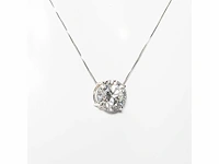 18 krt. wit gouden ketting met hanger met diamant 3,29 crt. - afbeelding 11 van  12