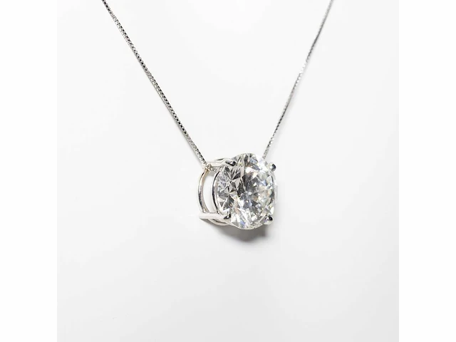 18 krt. wit gouden ketting met hanger met diamant 3,29 crt. - afbeelding 12 van  12
