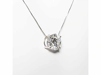 18 krt. wit gouden ketting met hanger met diamant 3,29 crt. - afbeelding 12 van  12
