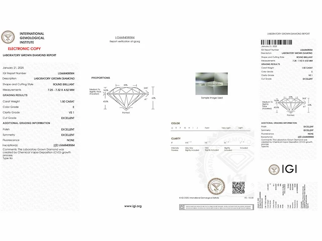 18 krt. wit gouden ring met 1,50 diamant e-vs1 met certificaat - afbeelding 6 van  13