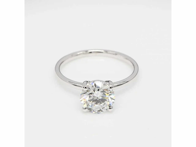 18 krt. wit gouden ring met 1,50 diamant e-vs1 met certificaat - afbeelding 1 van  8