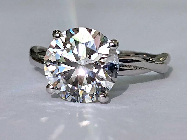18 krt. wit gouden ring met 3,05 crt. diamant f-vs1 met certificaat - afbeelding 1 van  8