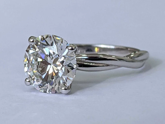 18 krt. wit gouden ring met 3,05 crt. diamant f-vs1 met certificaat - afbeelding 3 van  8