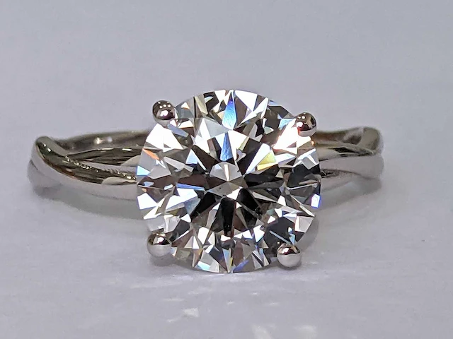 18 krt. wit gouden ring met 3,05 crt. diamant f-vs1 met certificaat - afbeelding 4 van  8