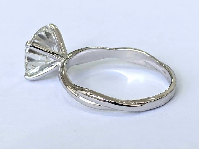 18 krt. wit gouden ring met 3,05 crt. diamant f-vs1 met certificaat - afbeelding 5 van  8