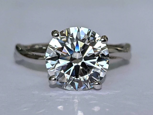 18 krt. wit gouden ring met 3,05 crt. diamant f-vs1 met certificaat - afbeelding 7 van  8