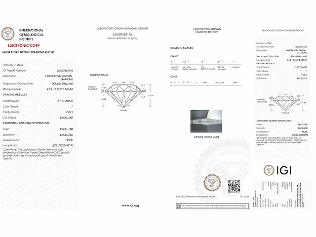 18 krt. wit gouden ring met 3,07 crt. diamant - afbeelding 2 van  9