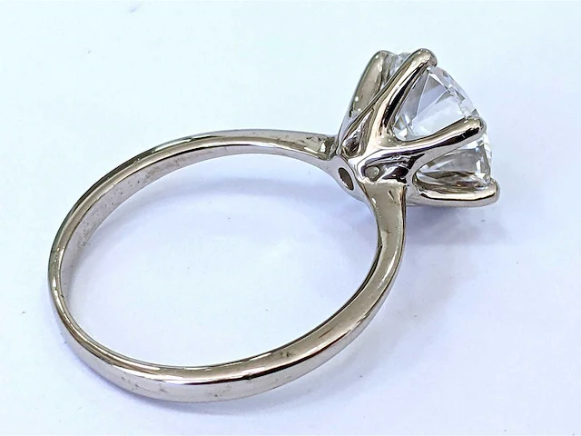 18 krt wit gouden ring met diamant 3.02crt - afbeelding 4 van  5