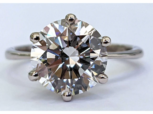 18 krt wit gouden ring met diamant 3.02crt - afbeelding 5 van  5