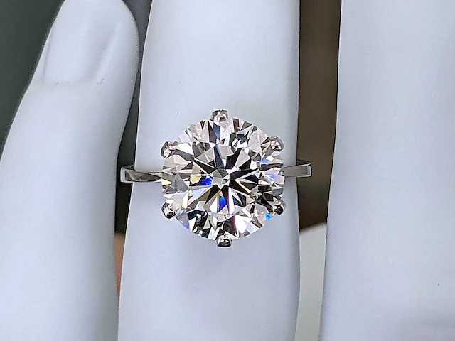 18 krt. wit gouden ring met diamant 4,00 crt. - afbeelding 5 van  12