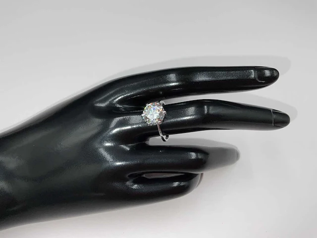 18 krt. wit gouden ring met diamant 4,00 crt. - afbeelding 7 van  12