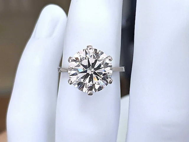 18 krt. wit gouden ring met diamant 4,00 crt. - afbeelding 9 van  12