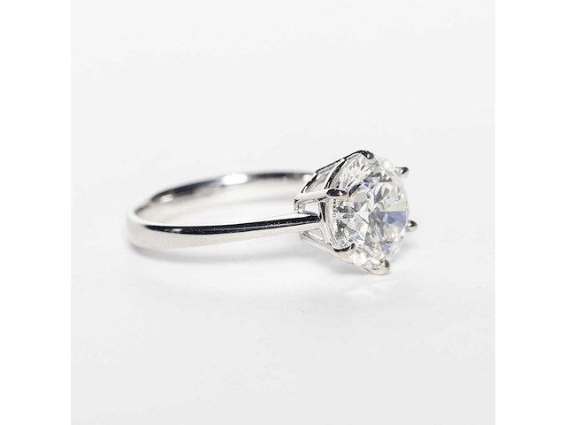 18 krt. wit gouden ring met diamant 4,02 crt. - afbeelding 4 van  18