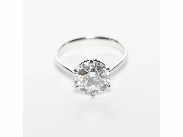 18 krt. wit gouden ring met diamant 4,04 crt. - afbeelding 12 van  21