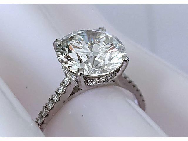 18 krt. wit gouden ring met diamant 4,26 crt - afbeelding 3 van  7