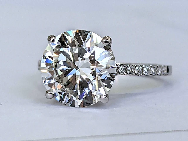 18 krt. wit gouden ring met diamant 4,26 crt - afbeelding 6 van  7