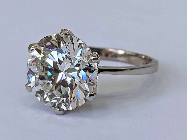18 krt wit gouden ring met diamant 5.01crt - afbeelding 1 van  6