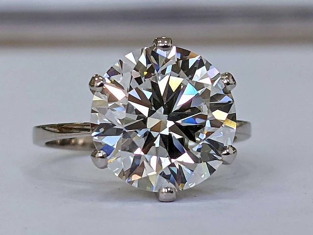 18 krt wit gouden ring met diamant 5.01crt - afbeelding 4 van  6