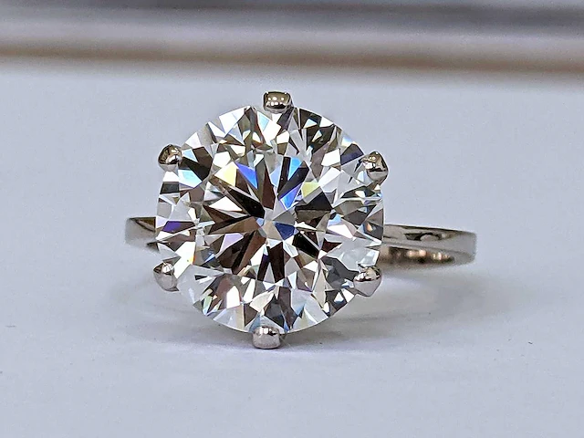 18 krt wit gouden ring met diamant 5.01crt - afbeelding 5 van  6