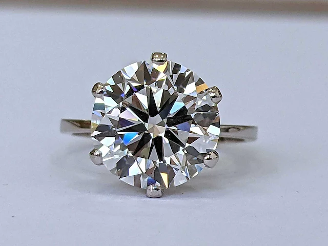 18 krt wit gouden ring met diamant 5.01crt - afbeelding 6 van  6