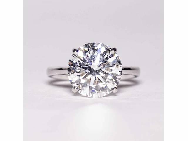 18 krt wit gouden ring met diamant 5.08 crt - afbeelding 1 van  9