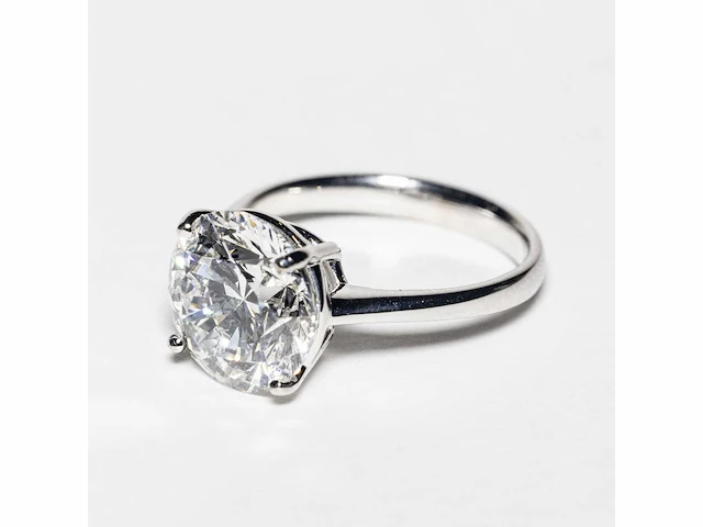 18 krt wit gouden ring met diamant 5.08 crt - afbeelding 2 van  9
