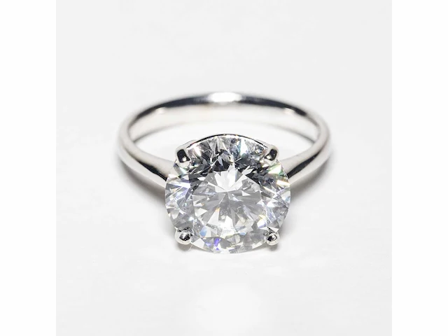 18 krt wit gouden ring met diamant 5.08 crt - afbeelding 6 van  9