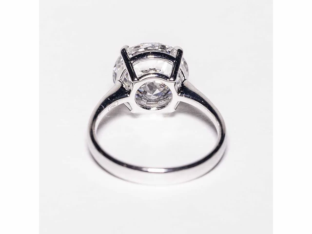 18 krt wit gouden ring met diamant 5.08 crt - afbeelding 8 van  9