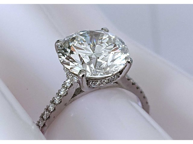 18 krt. wit gouden ring met diamant 5,20 crt. - afbeelding 7 van  8