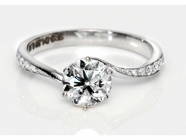 18 krt wit gouden ring met natuurlijke diamant 1,21 crt - afbeelding 1 van  6