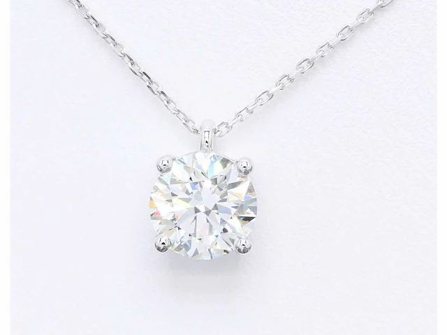 18 krt. witgouden ketting met 7,04 crt. diamant - afbeelding 1 van  6
