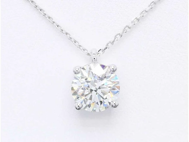 18 krt. witgouden ketting met 7,04 crt. diamant - afbeelding 3 van  6