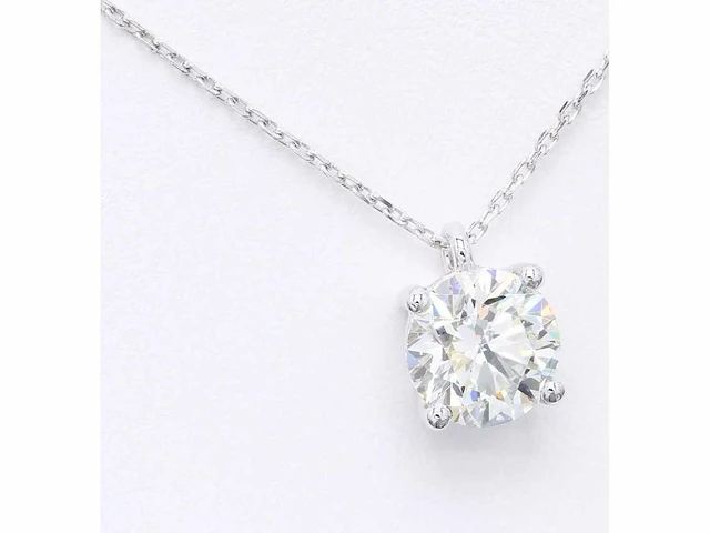18 krt. witgouden ketting met 7,04 crt. diamant - afbeelding 4 van  6