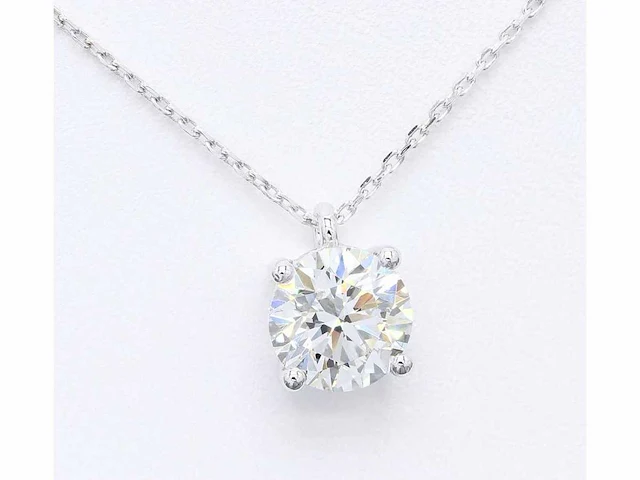 18 krt. witgouden ketting met 7,04 crt. diamant - afbeelding 5 van  6
