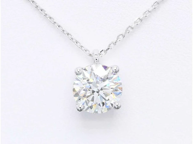 18 krt. witgouden ketting met 7,04 crt. diamant - afbeelding 1 van  6