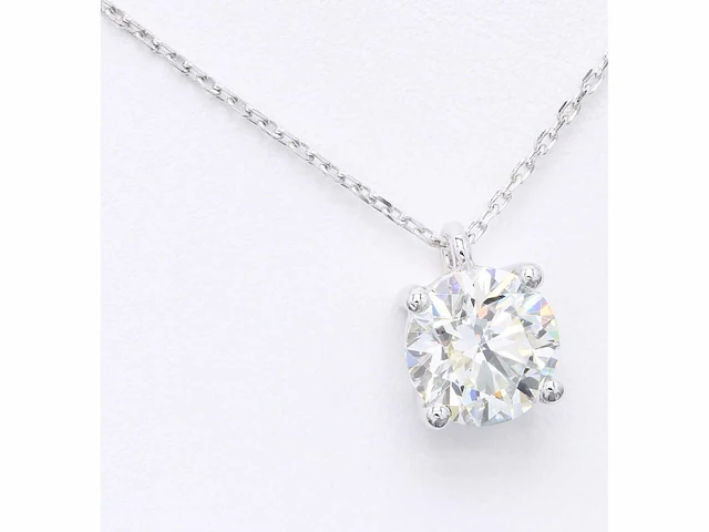 18 krt. witgouden ketting met 7,04 crt. diamant - afbeelding 3 van  6
