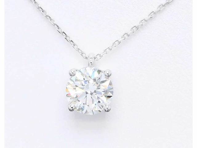 18 krt. witgouden ketting met 7,04 crt. diamant - afbeelding 4 van  6