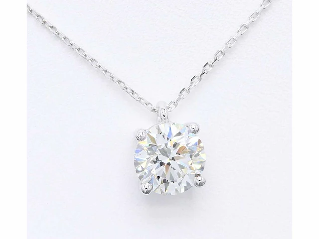 18 krt. witgouden ketting met 7,04 crt. diamant - afbeelding 5 van  6