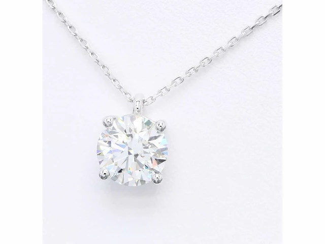 18 krt. witgouden ketting met 7,04 crt. diamant - afbeelding 6 van  6